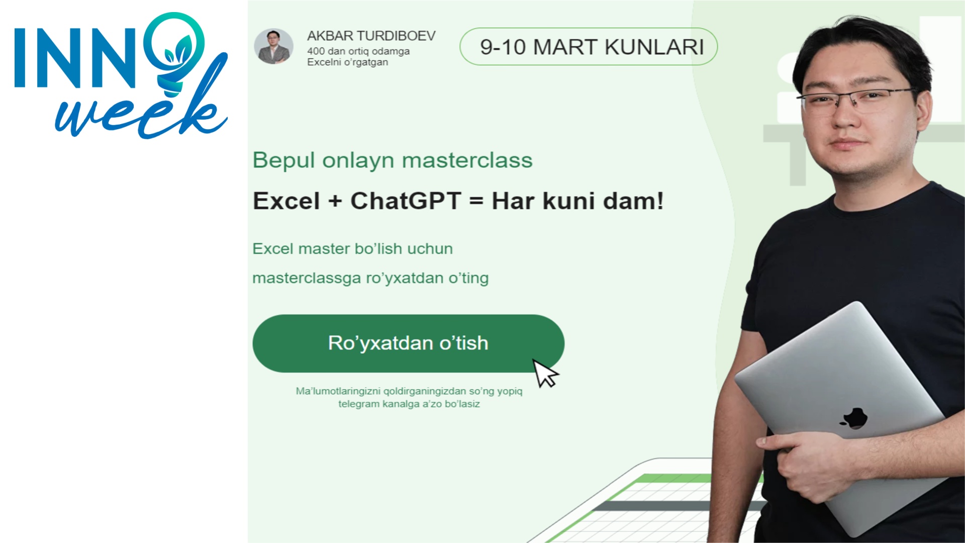 Microsoft Excel dasturini professional darajada o‘rganishni istaganlar uchun Excel Pro videokurs